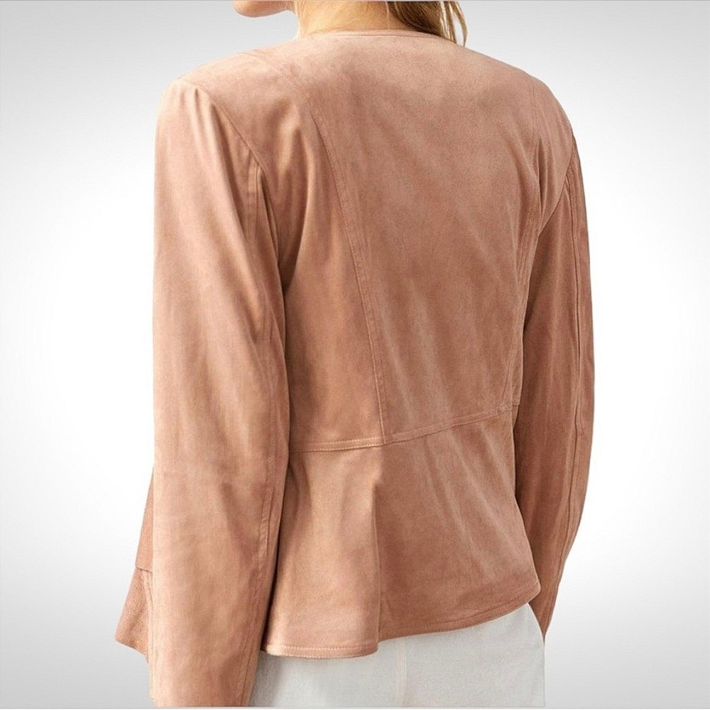 Hutch Women's Pink Suede Drape Front Waterfall Cardigan Jacket Size Small - Picture 11 of 15